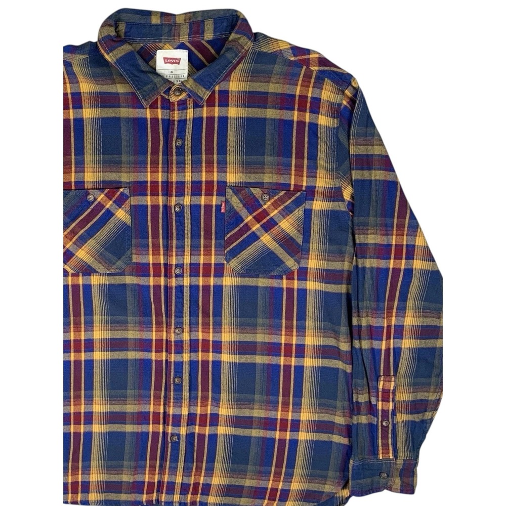 Levi's Shirt Plaid Button Down Shirt Red Blue Yellow Men's XL